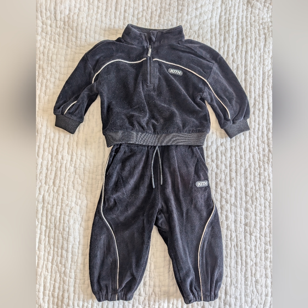 Kith Baby Velour Black Jogger Set
